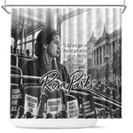 Rosa Parks Civil Rights Shower Curtain Vintage Bus American Flag And Red Roses Tribute