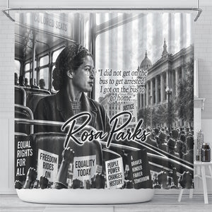 Rosa Parks Civil Rights Shower Curtain Vintage Bus American Flag And Red Roses Tribute