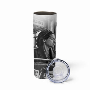 Rosa Parks Civil Rights Skinny Tumbler Vintage Bus American Flag And Red Roses Tribute
