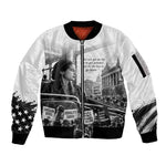 Rosa Parks Civil Rights Sleeve Zip Bomber Jacket Vintage Bus American Flag And Red Roses Tribute