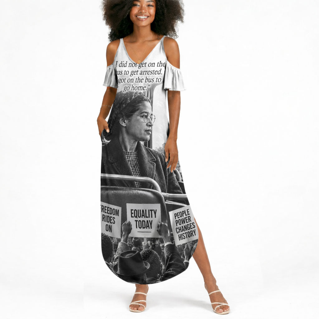 Rosa Parks Civil Rights Summer Maxi Dress Vintage Bus American Flag And Red Roses Tribute