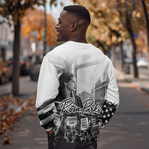 Rosa Parks Civil Rights Sweatshirt Vintage Bus American Flag And Red Roses Tribute
