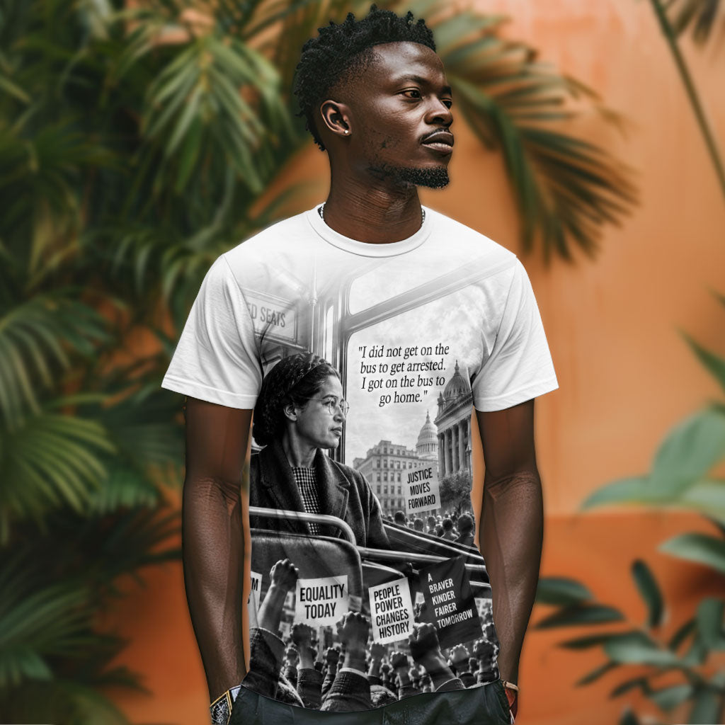 Rosa Parks Civil Rights T shirt Vintage Bus American Flag And Red Roses Tribute