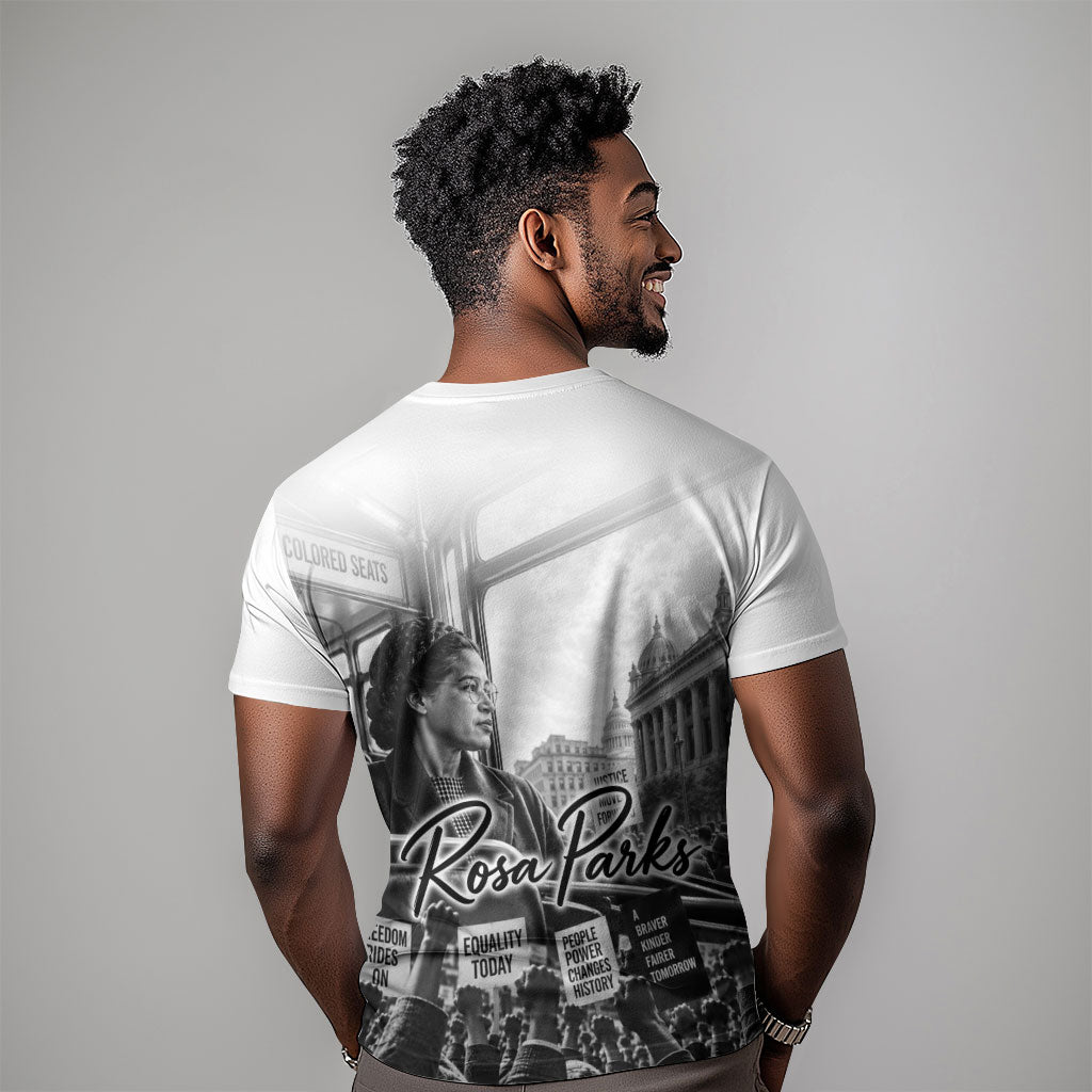Rosa Parks Civil Rights T shirt Vintage Bus American Flag And Red Roses Tribute