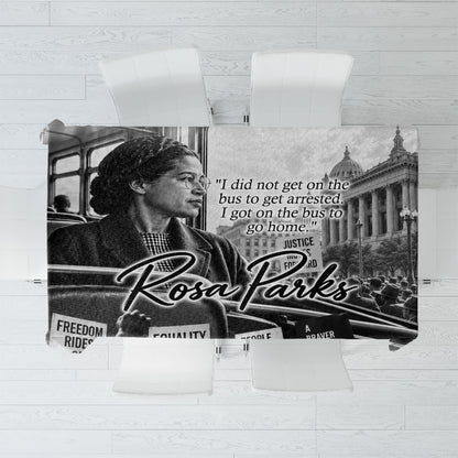 Rosa Parks Civil Rights Tablecloth Vintage Bus American Flag And Red Roses Tribute