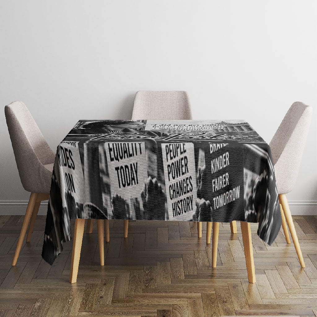 Rosa Parks Civil Rights Tablecloth Vintage Bus American Flag And Red Roses Tribute