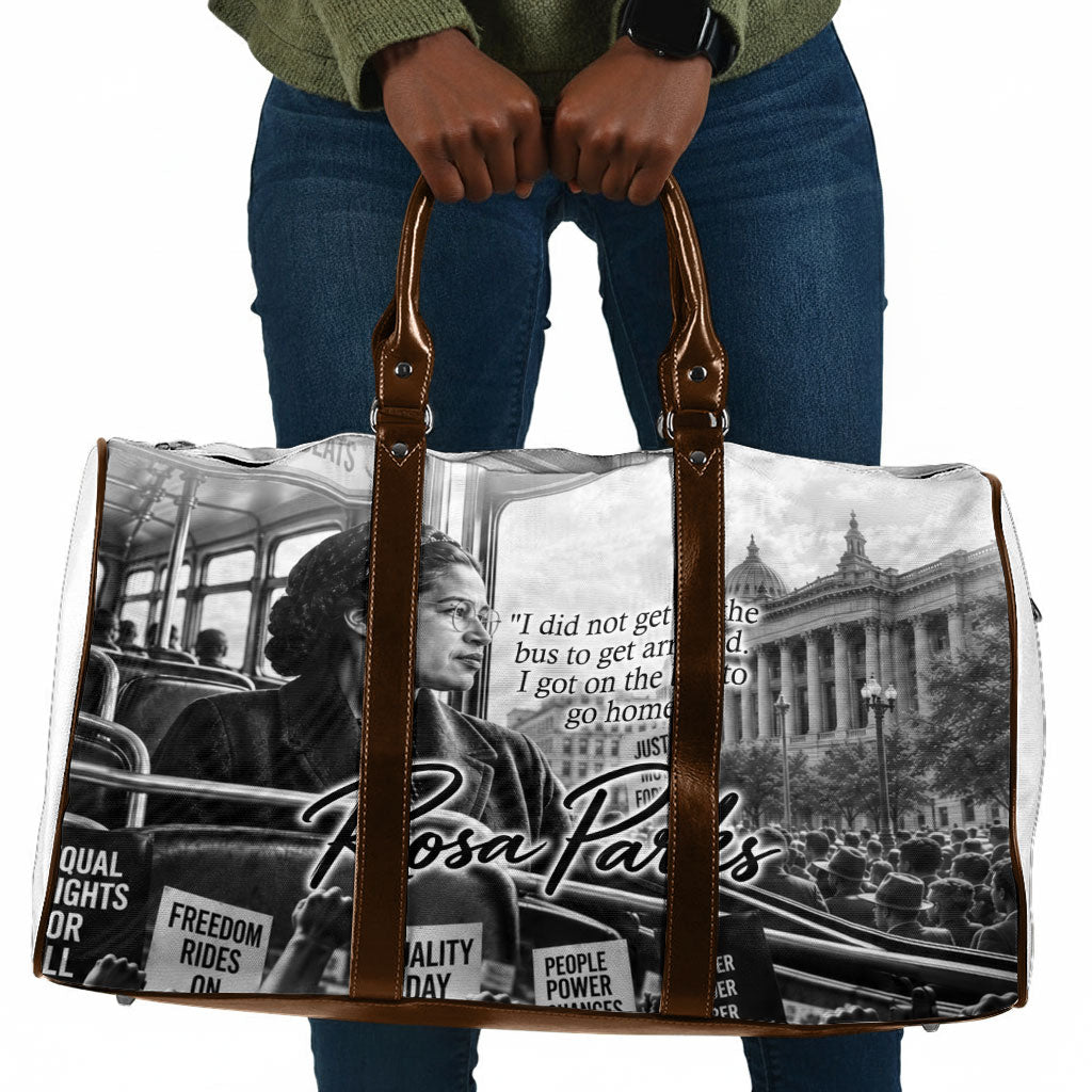 Rosa Parks Civil Rights Travel Bag Vintage Bus American Flag And Red Roses Tribute