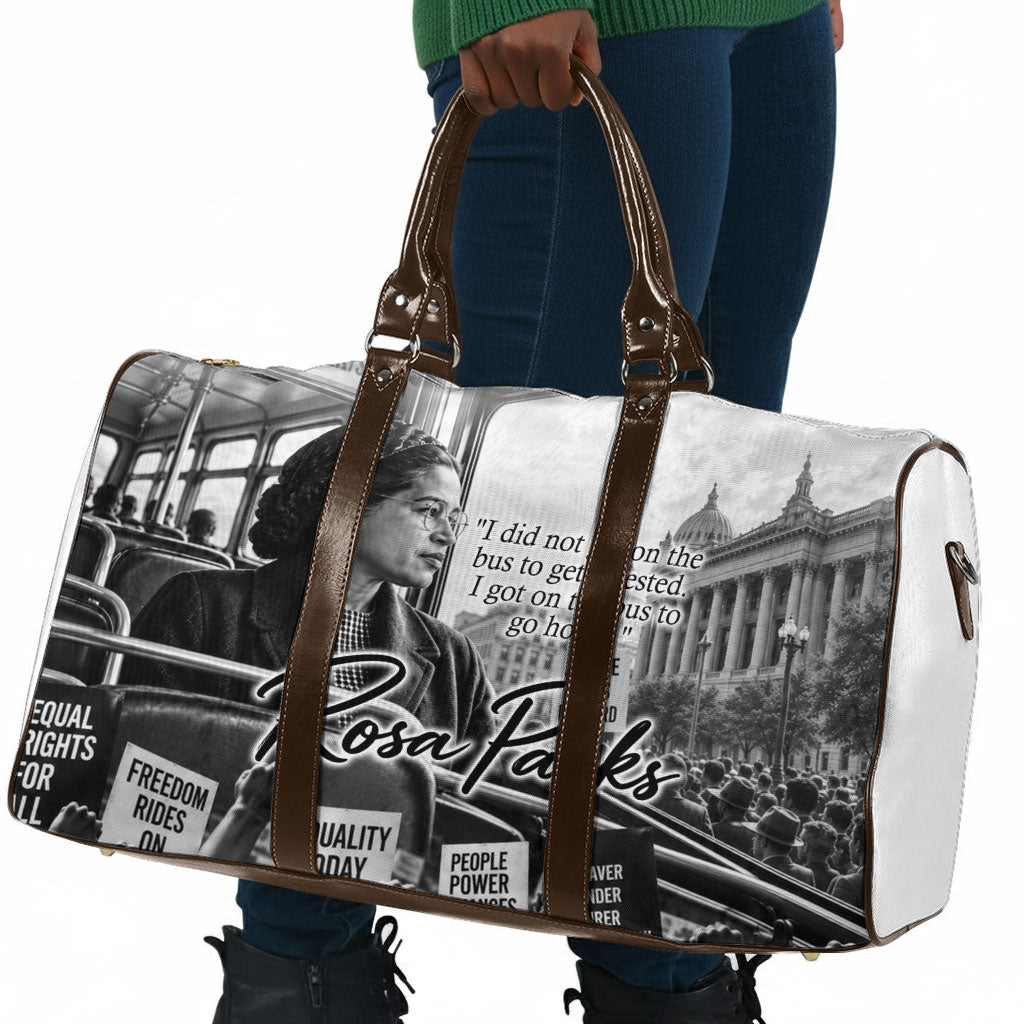 Rosa Parks Civil Rights Travel Bag Vintage Bus American Flag And Red Roses Tribute
