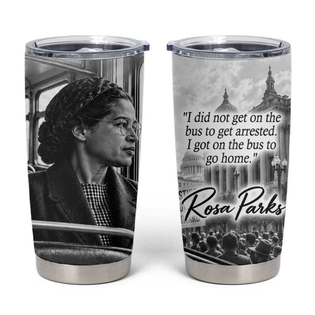 Rosa Parks Civil Rights Tumbler Cup Vintage Bus American Flag And Red Roses Tribute