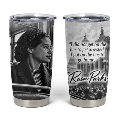 Rosa Parks Civil Rights Tumbler Cup Vintage Bus American Flag And Red Roses Tribute