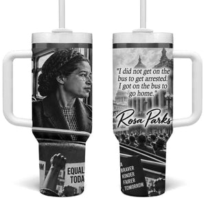 Rosa Parks Civil Rights Tumbler With Handle Vintage Bus American Flag And Red Roses Tribute