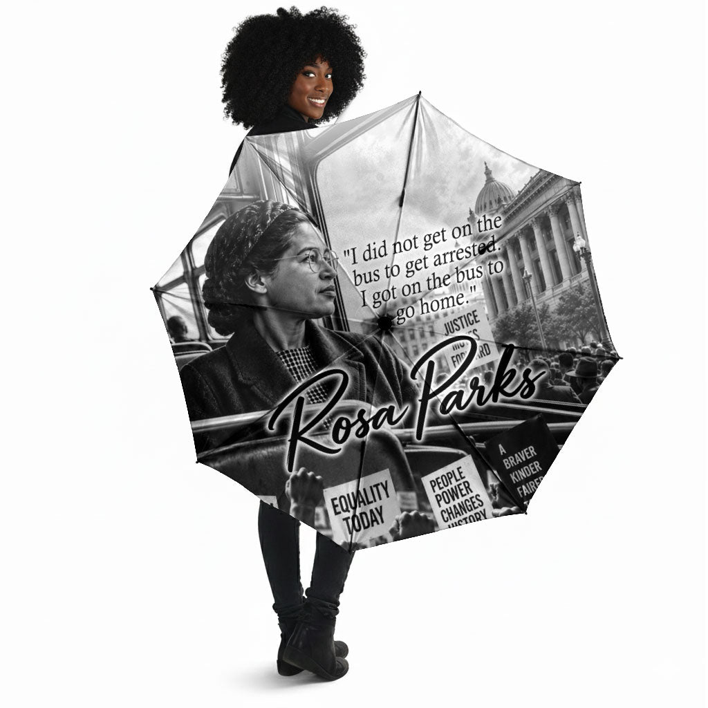 Rosa Parks Civil Rights Umbrella Vintage Bus American Flag And Red Roses Tribute