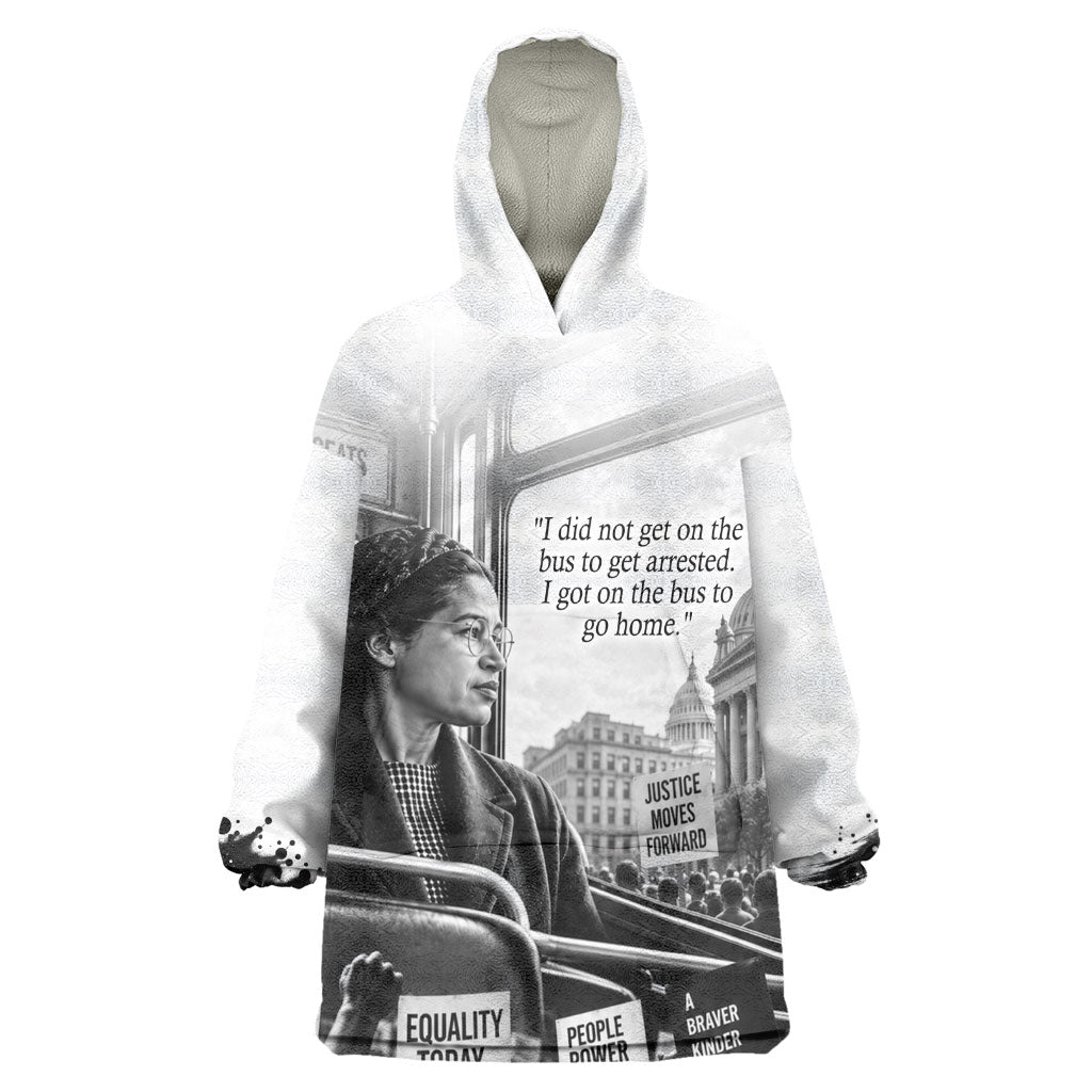 Rosa Parks Civil Rights Wearable Blanket Hoodie Vintage Bus American Flag And Red Roses Tribute