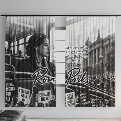Rosa Parks Civil Rights Window Curtain Vintage Bus American Flag And Red Roses Tribute