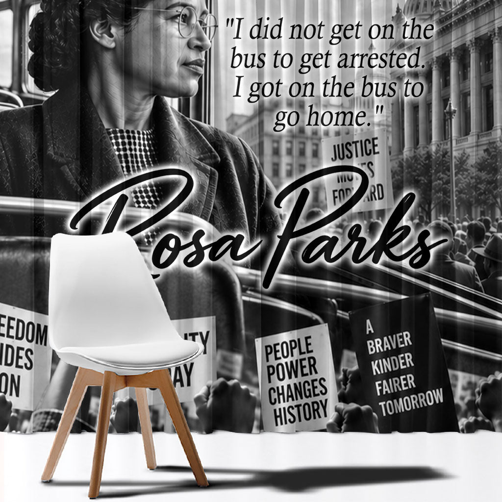 Rosa Parks Civil Rights Window Curtain Vintage Bus American Flag And Red Roses Tribute