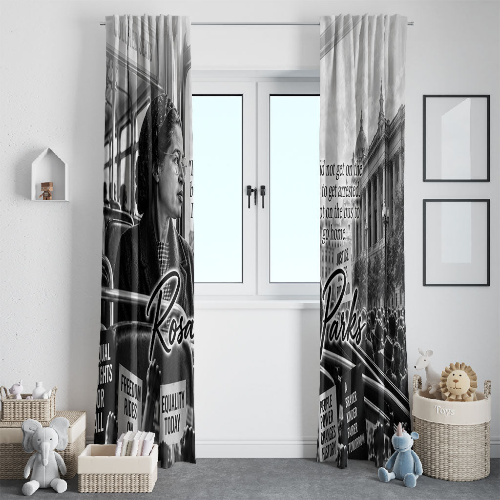 Rosa Parks Civil Rights Window Curtain Vintage Bus American Flag And Red Roses Tribute