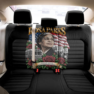 Rosa Parks Civil Rights Activist Back Car Seat Cover Vintage Bus American Flag And Red Roses Tribute Art