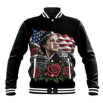 Rosa Parks Civil Rights Activist Baseball Jacket Vintage Bus American Flag And Red Roses Tribute Art