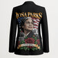 Rosa Parks Civil Rights Activist Blazer Vintage Bus American Flag And Red Roses Tribute Art