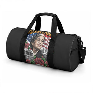 Rosa Parks Civil Rights Activist Duffle Bag Vintage Bus American Flag And Red Roses Tribute Art