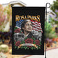 Rosa Parks Civil Rights Activist Garden Flag Vintage Bus American Flag And Red Roses Tribute Art
