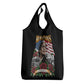 Rosa Parks Civil Rights Activist Grocery Bag Vintage Bus American Flag And Red Roses Tribute Art