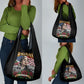 Rosa Parks Civil Rights Activist Grocery Bag Vintage Bus American Flag And Red Roses Tribute Art