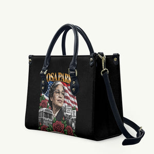 Rosa Parks Civil Rights Activist Leather Bag Vintage Bus American Flag And Red Roses Tribute Art