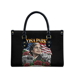 Rosa Parks Civil Rights Activist Leather Bag Vintage Bus American Flag And Red Roses Tribute Art