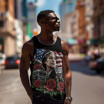 Rosa Parks Civil Rights Activist Men Tank Top Vintage Bus American Flag And Red Roses Tribute Art
