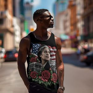 Rosa Parks Civil Rights Activist Men Tank Top Vintage Bus American Flag And Red Roses Tribute Art