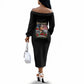 Rosa Parks Civil Rights Activist Off The Shoulder Long Sleeve Dress Vintage Bus American Flag And Red Roses Tribute Art