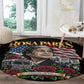 Rosa Parks Civil Rights Activist Round Carpet Vintage Bus American Flag And Red Roses Tribute Art