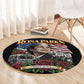 Rosa Parks Civil Rights Activist Round Carpet Vintage Bus American Flag And Red Roses Tribute Art