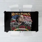Rosa Parks Civil Rights Activist Tablecloth Vintage Bus American Flag And Red Roses Tribute Art