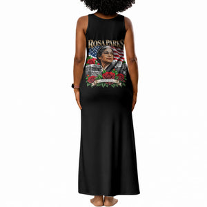 Rosa Parks Civil Rights Activist Tank Maxi Dress Vintage Bus American Flag And Red Roses Tribute Art