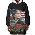 Rosa Parks Civil Rights Activist Wearable Blanket Hoodie Vintage Bus American Flag And Red Roses Tribute Art