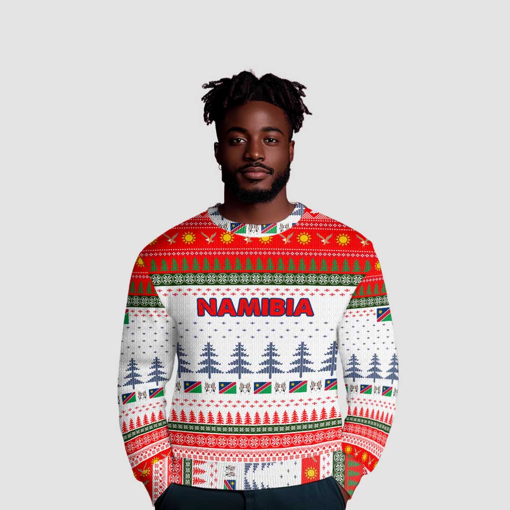 Namibia Christmas Ugly Christmas Sweater Coat of Arm National Flag Motif - African Pride