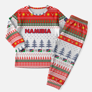 Namibia Christmas Pajama Set Coat of Arm National Flag Motif - African Pride