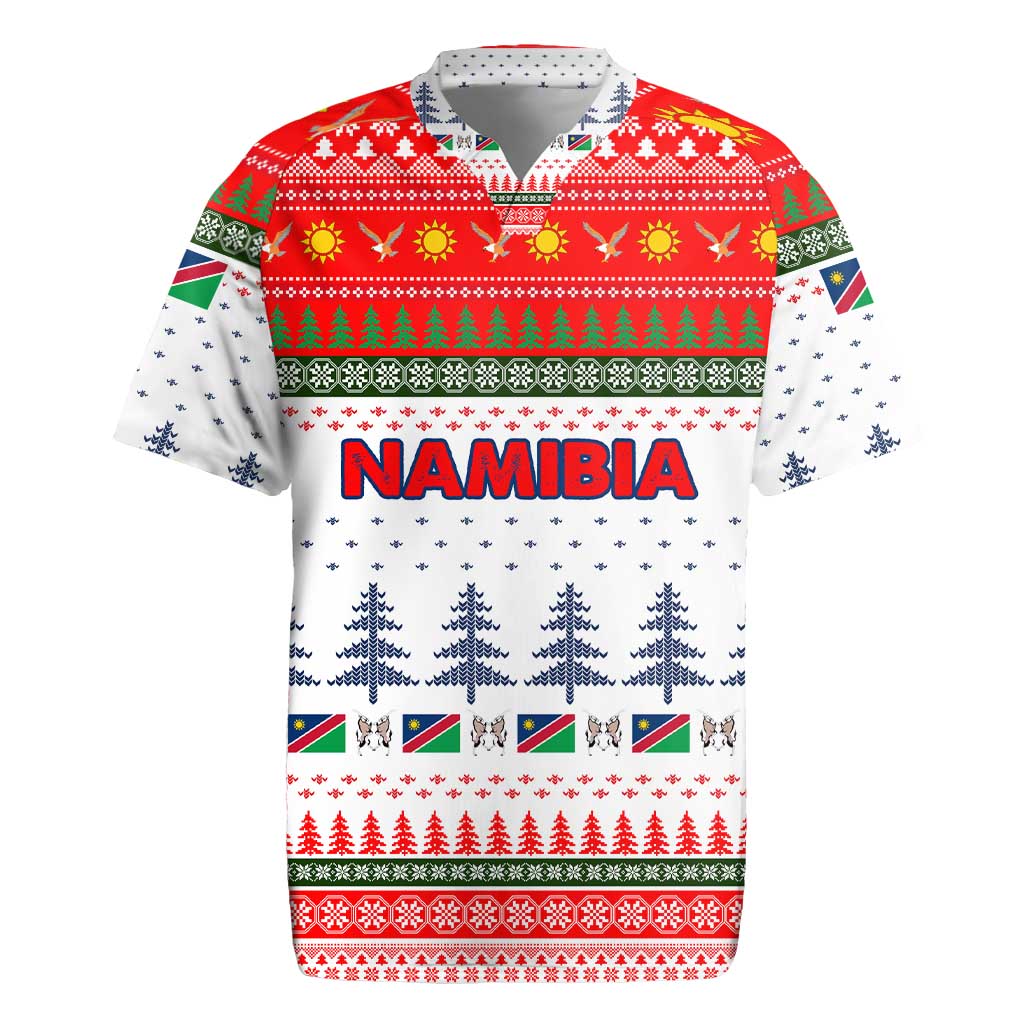 Namibia Christmas Rugby Jersey Coat of Arm National Flag Motif - African Pride
