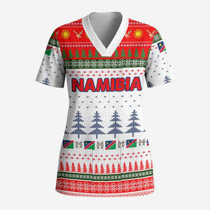 Namibia Christmas Scrub Top Coat of Arm National Flag Motif - African Pride