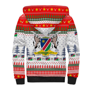 Namibia Christmas Sherpa Hoodie Coat of Arm National Flag Motif - African Pride
