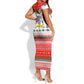 Namibia Christmas Short Sleeve Bodycon Dress Coat of Arm National Flag Motif - African Pride
