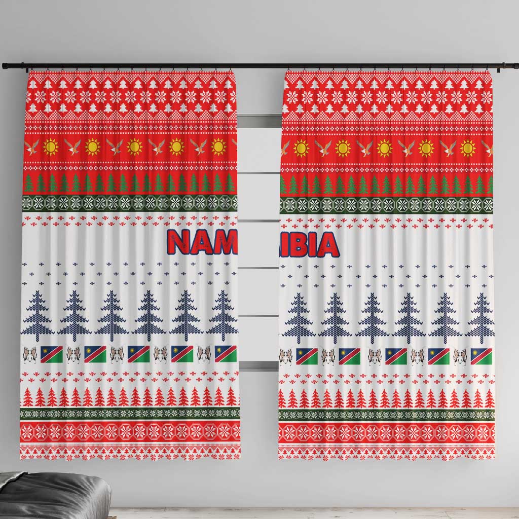 Namibia Christmas Window Curtain Coat of Arm National Flag Motif - African Pride