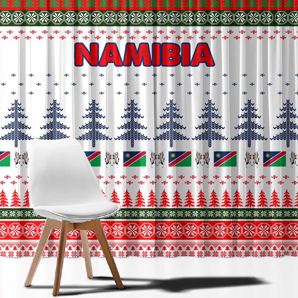 Namibia Christmas Window Curtain Coat of Arm National Flag Motif - African Pride