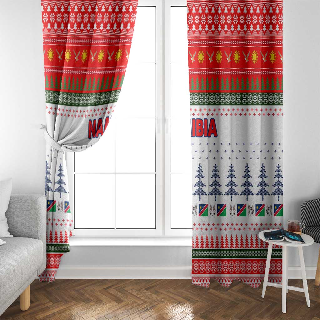 Namibia Christmas Window Curtain Coat of Arm National Flag Motif - African Pride