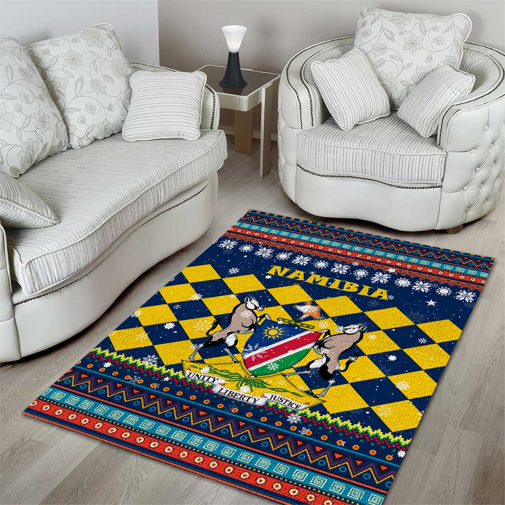 Namibia Christmas Area Rug Coat of Arms and Flag Map Motif - African Pride