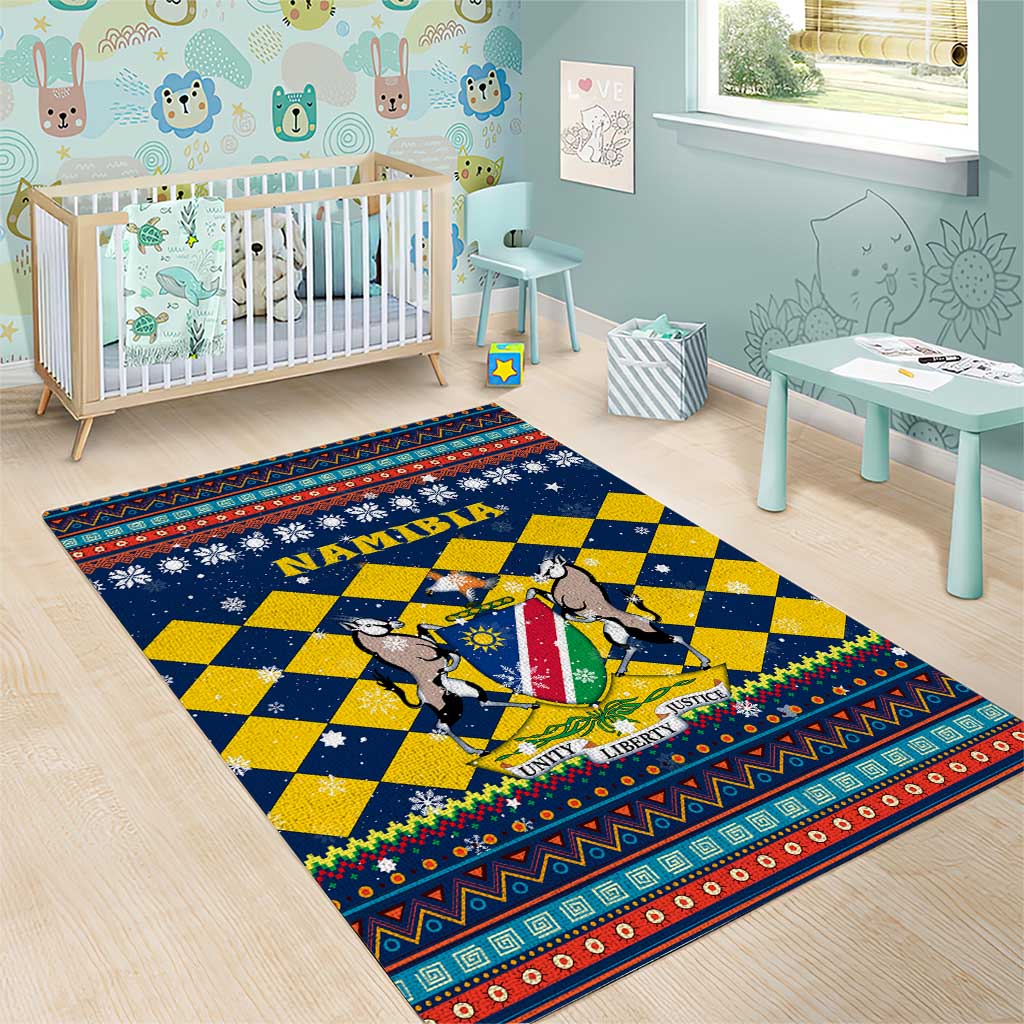 Namibia Christmas Area Rug Coat of Arms and Flag Map Motif - African Pride