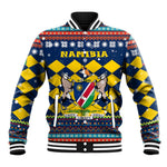 Namibia Christmas Baseball Jacket Coat of Arms and Flag Map Motif - African Pride