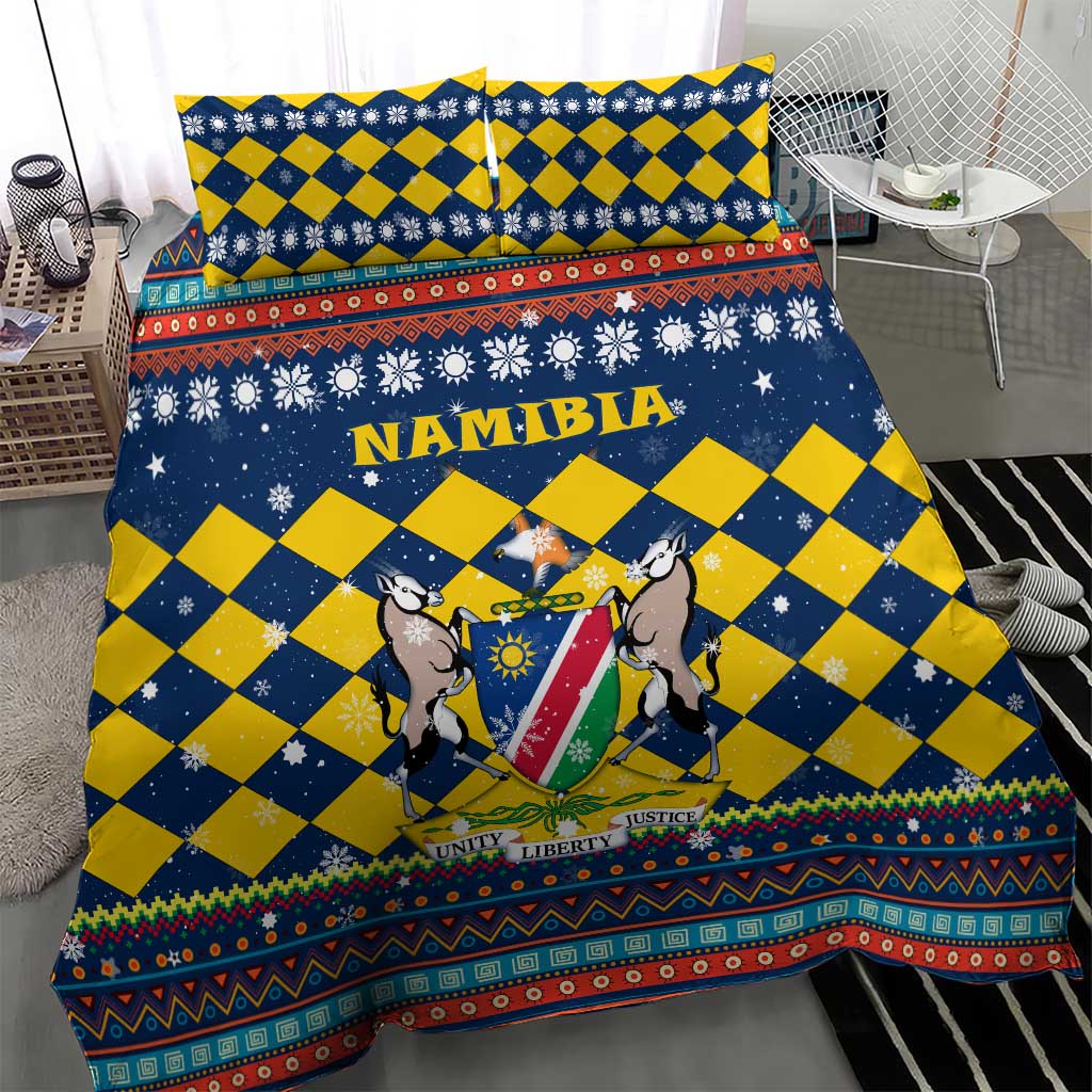 Namibia Christmas Bedding Set Coat of Arms and Flag Map Motif - African Pride